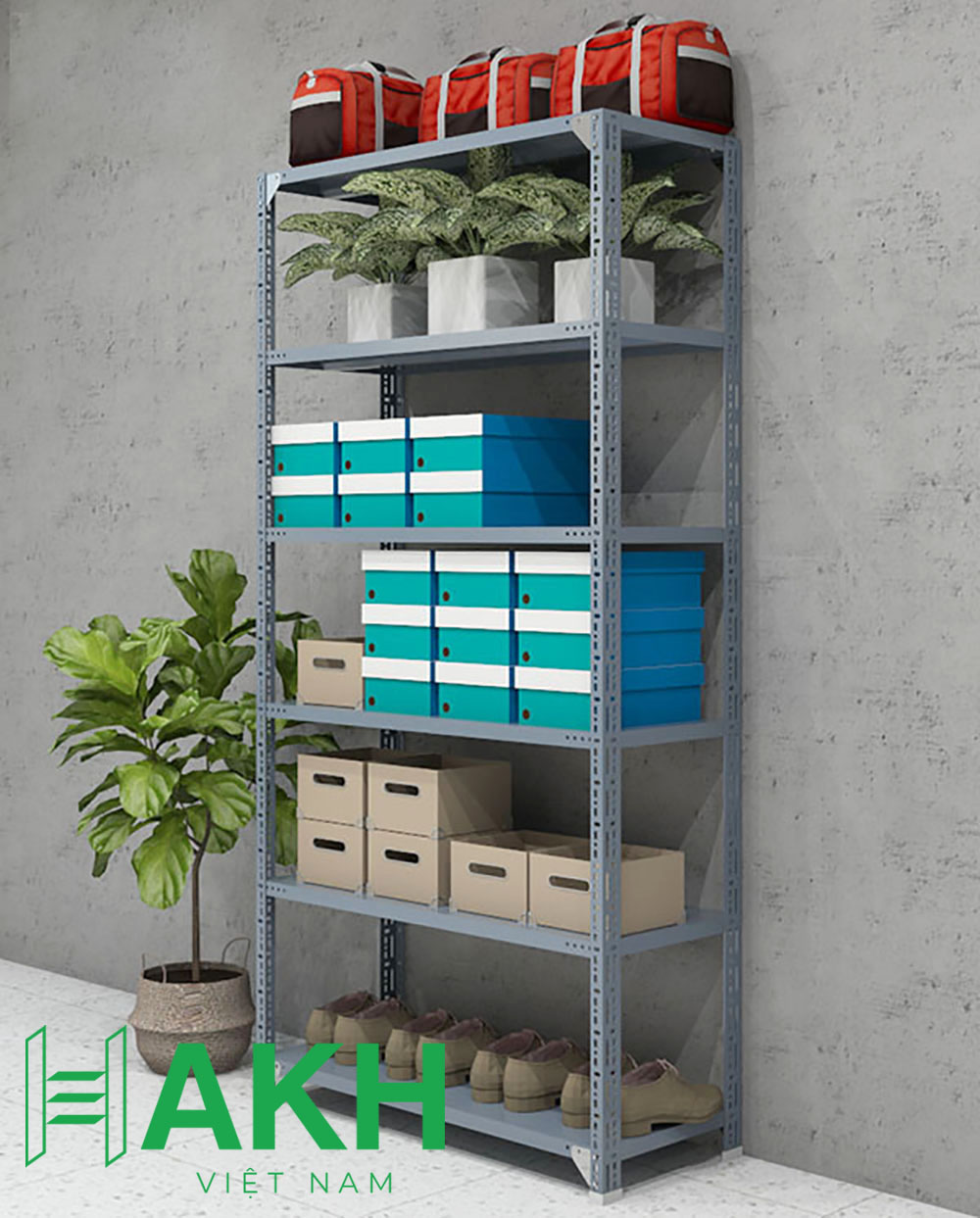 Kệ sắt v lỗ 6 tầng lắp ghép đa năng