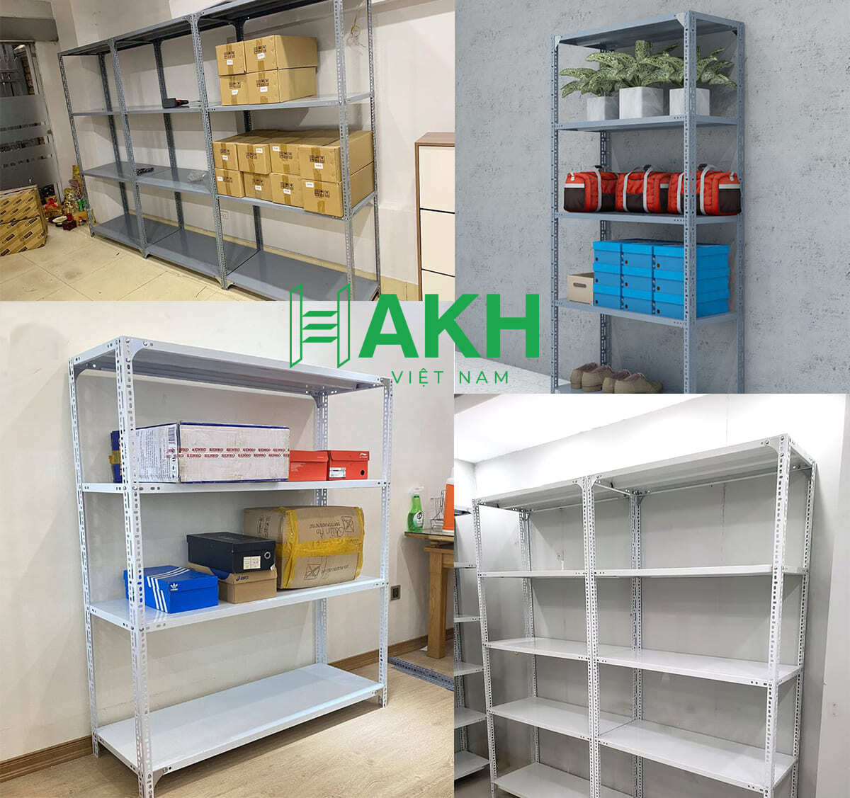 Kệ sắt V lỗ đa năng dùng trong kho chứa hàng và gia đình